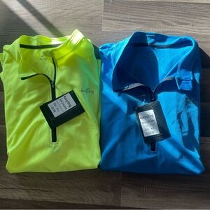 Cycling Yellow and Blue Zip-Up Shirts